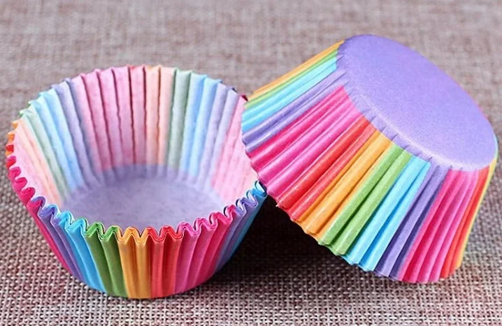 

100 pcs rainbow cupcake paper liners Muffin Cases Cup Cake Baking egg tarts tray kitchen accessories Pastry decorating Tools