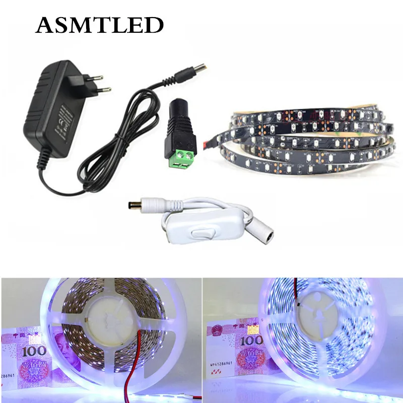 DC12V 3528 SMD настоящий фиолетовый набор гибких светодиодных лент черный/белый PCB IP65