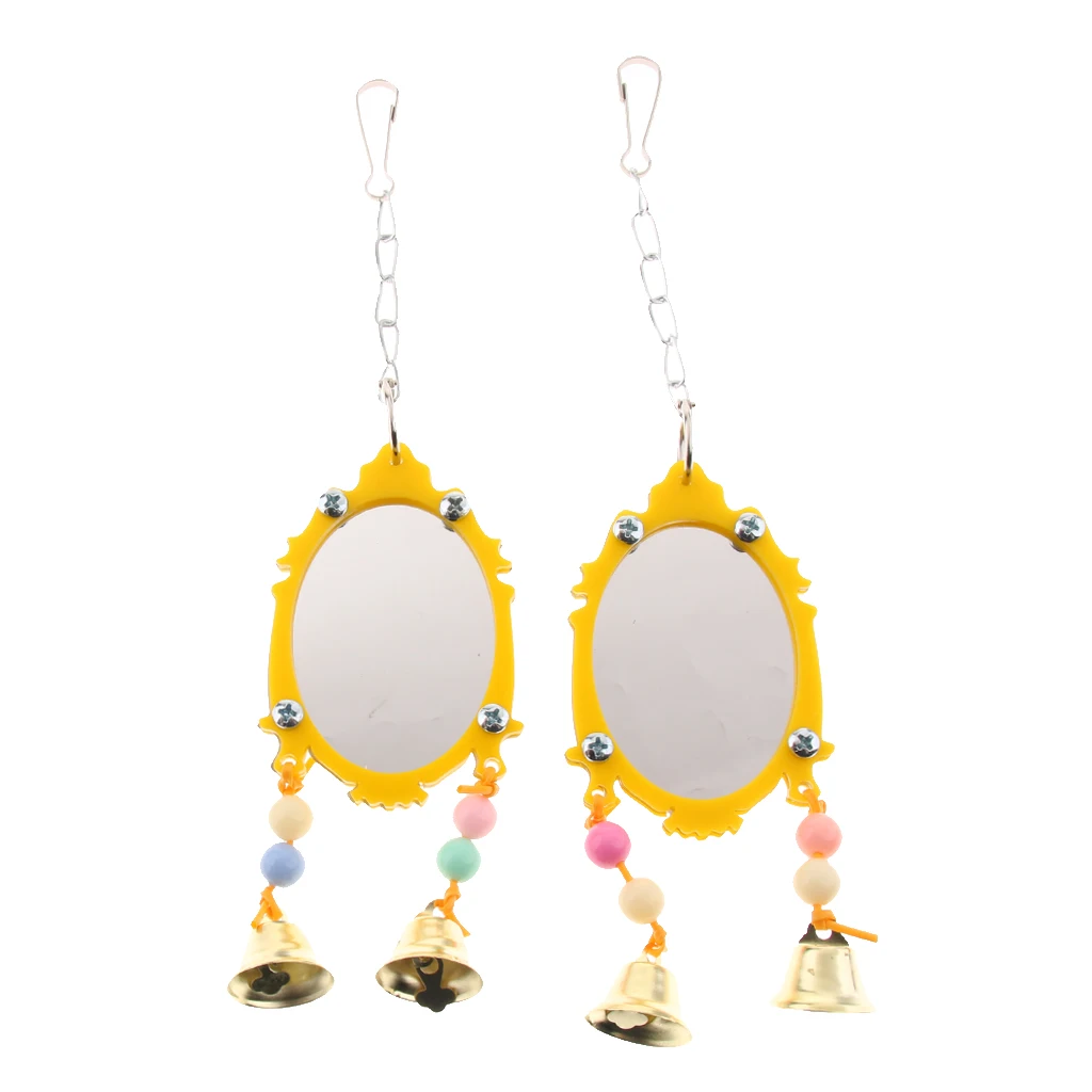 Amagogo 2Pcs / Set Pet Bird Mirror Toy Parrot Mirrors with BellBird