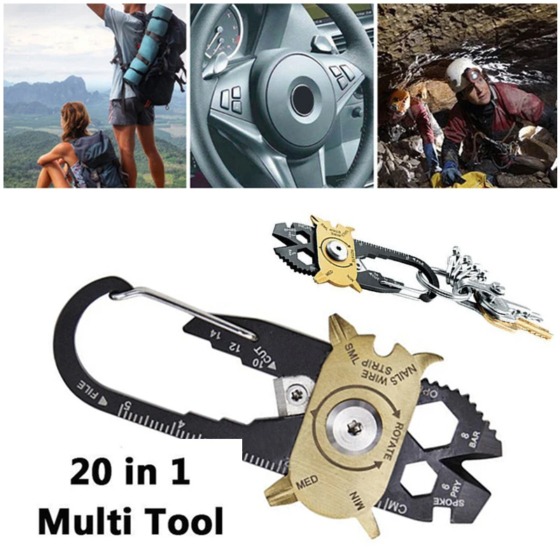 

Stainless Steel Multi Function Keychain Screwdriver Multi Purpose Tools Durable Keychain Outdoors Equipment Travel Carton