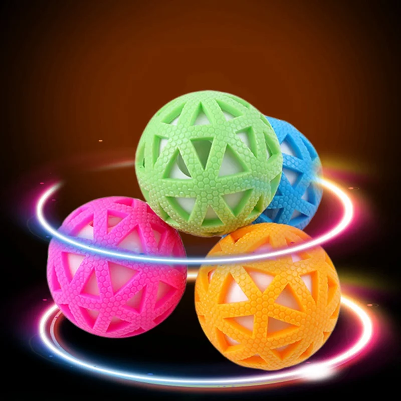 Pet Dog Interactive Squeak Ball Toys with Light Pet Training Elastic Ball Toy Puppy Durable Chew Play Ball Pet Dog Toys Supplies