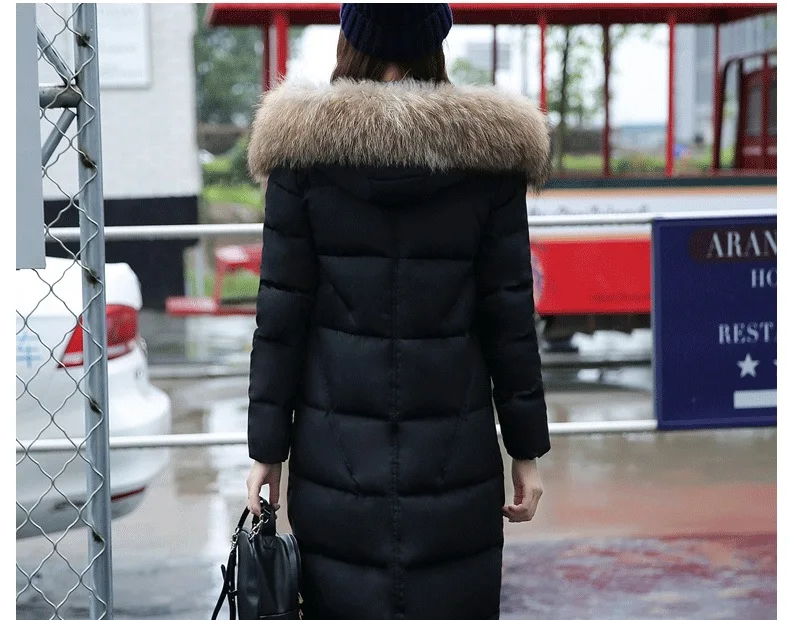 Tcyeek пуховая парка, женские куртки-пуховики, Женское зимнее пальто, новинка, длинная куртка с капюшоном, натуральный мех енота, пальто размера плюс LX1250