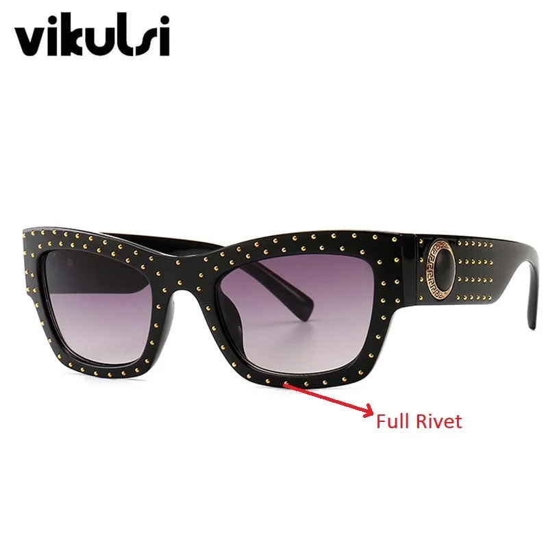 Унисекс Брендовые дизайнерские Квадратные Солнцезащитные очки для женщин мужские винтажные роскошные солнцезащитные очки кошачий глаз для женщин мужские итальянские Оттенки UV400 Новинка - Цвет линз: E27black grey(Rivet)