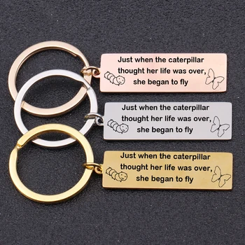 

Keychain Jewelry Gift Inspirational Men Women Friends Keyring Butterfly Change Motivational Car Key Pendant 1 Pcs Handmade