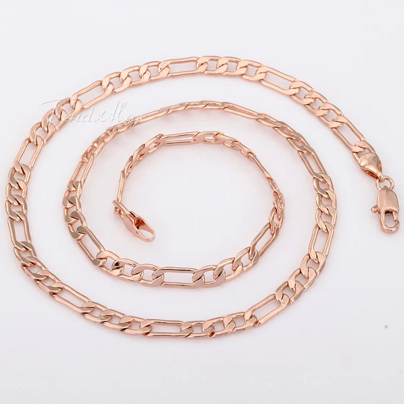 4 5 мм женские мужские Цепочки и ожерелья цепь 585 Rose Gold Filled Figaro Link Модные украшения
