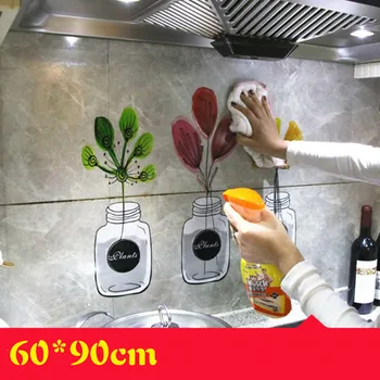 

Kitchen Self Adhesive Wallpapers Aluminum Foil Kitchen Stove Cabinet Stickers Oil Proof Waterproof Cartoon Wall Sticker