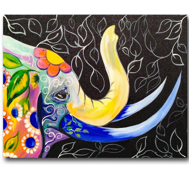 Room Canvas Print Modern Painting (No Frame) Bohemian Elephant Painting