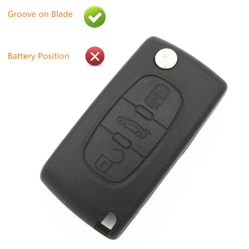

Brand New Car Covers 3 Buttons Flip Folding Key Case 8mm width Blade Trunk Button No Battery Place For Citroen Key C4 c4l