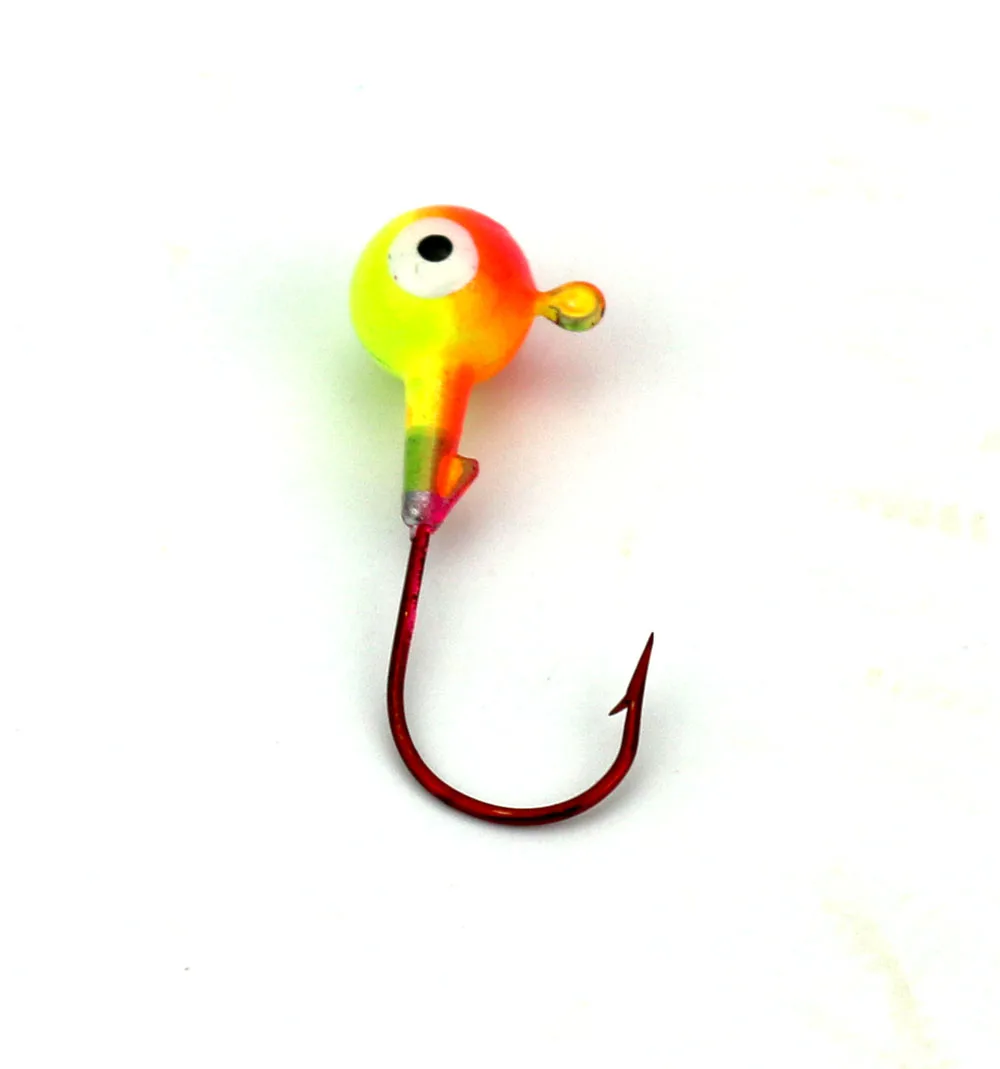 1pc cheap random colour 7g Red Hook Lead Round Head Fishing Lure Jigs