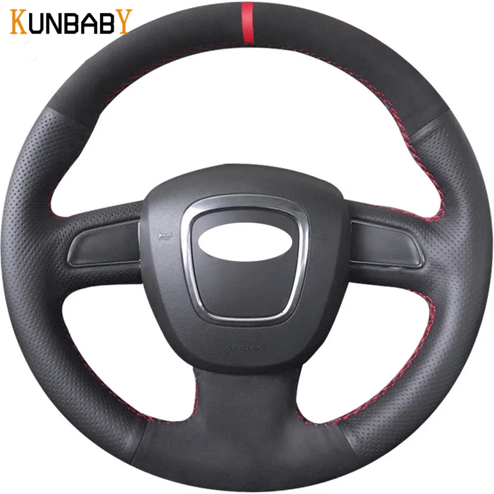 

KUNBABY Genuine Leather with Suede Car Steering Wheel Cover for Audi A3 (8P) 2008-2013 A4 (B8) 2008-2010 A5 2008-2010 A6 (C6)