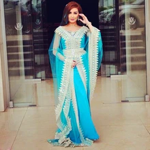 Real Pictures Beads Lace Islamic Muslim Evening Dress Long Sleeve Lace Turkey Hijab Abaya in Dubai Kaftan Formal Party Gown 2017