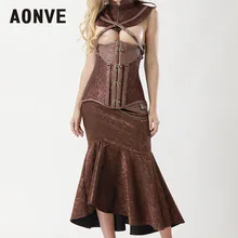 Aonve Для женщин Юбки для женщин пикантные Длинные Макси стимпанк эластичные Юбки для женщин хлопок gorset плиссированные Юбки для женщин Винтаж корсет вечерние Pluse Размеры Юбки для женщин