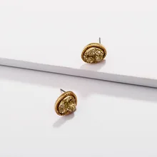 Модные сверкающие серьги-гвоздики овальной формы из каучука и кварца для женщин