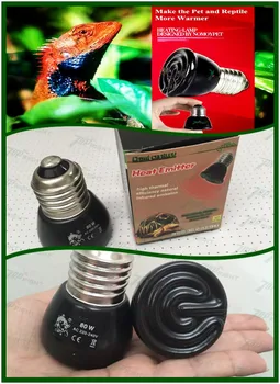 

80W 50x58mm Reptile tank far infrared ceramic heater heating lamp pet lizards snakes warming heat lamp ceramic lamp