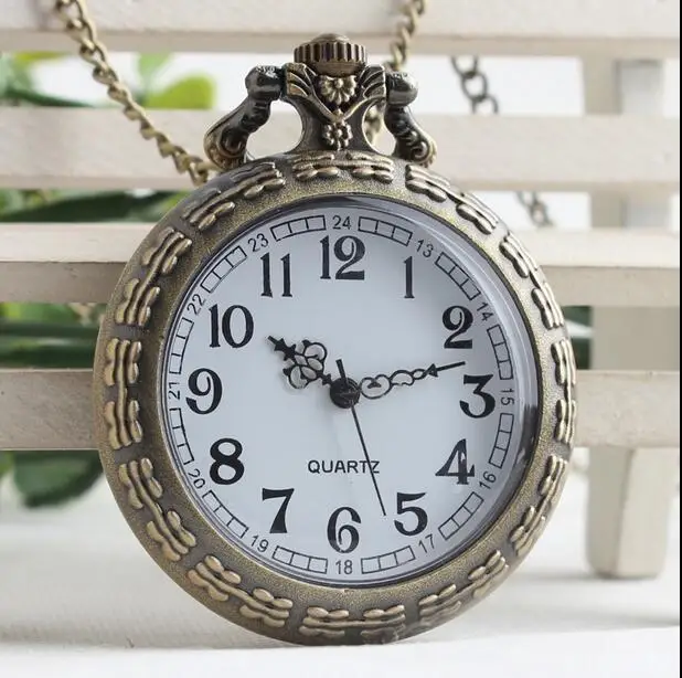 Оптовая продажа 10 шт. бронза антиквариат Мода кварцевые прозрачный арабскими цифрами карманные часы подарок PO1178