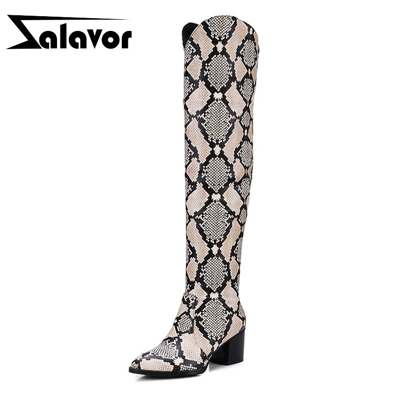 

ZALAVOR Serpentine Women Over The Knee Boots Zipper Footwear High Heels Boots Shoes Winter Shoes Women Long Boot Size 34-42