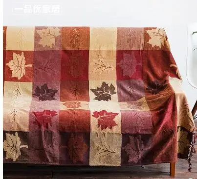 

European style warm maple pattern sofa blanket soft cover vintage blanket towel tapestry home decoration living room