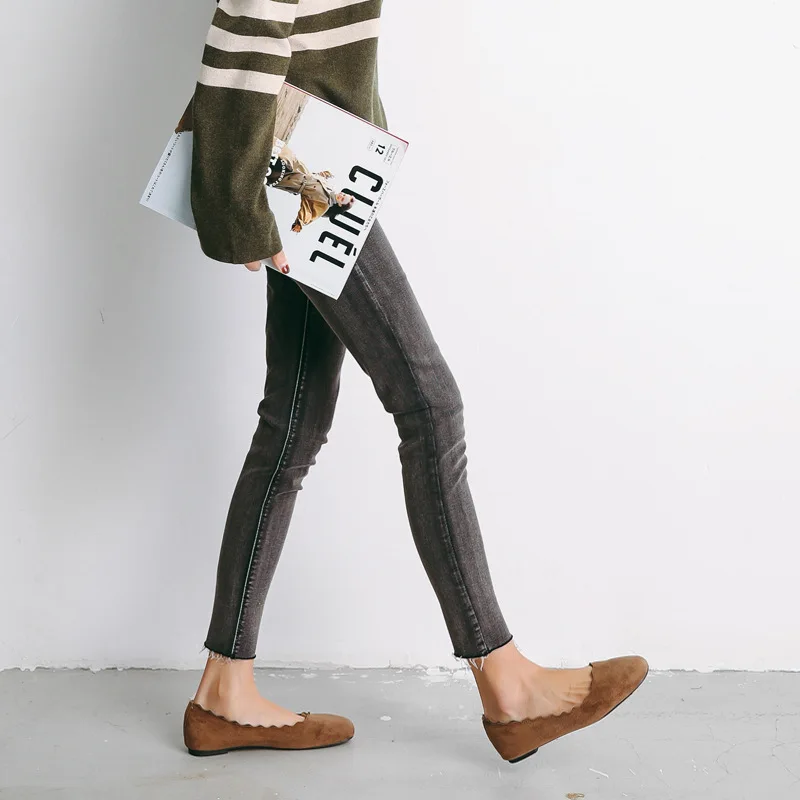 

Spring New Korean Version of Autumn Jeans Black-grey High Waist Tight Nine-point Skinny Women's Jeans