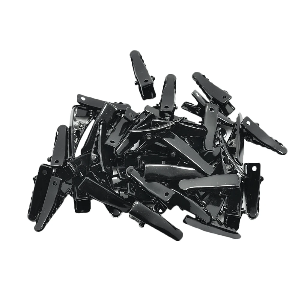 50pcs Mini Black Metal Single Prong Hair Clips Alligator Barrette Findings DIY Women Baby Hair Accessories Kids Hair Bows