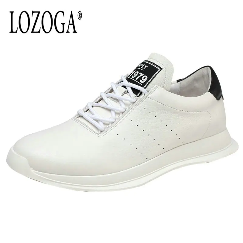 

Lozoga Genuine Leather Men Shoes Casual Shoes Lace-Up New Pop Trend Original Brand Sneaker Handmade Flat Shoes chaussure homme