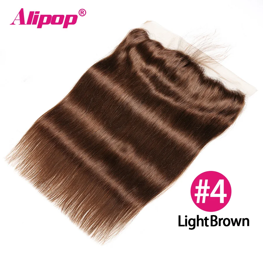 Brazilian-Lace-Frontal-Pre-Plucked-Straight-Hair-Brown-Colored-Hair-10-20-Inches-Closure-13x4-Alipop-NonRemy-100%-Human-Hair-3