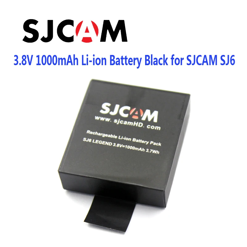 100 Original SJCAM Brand 3 8V 1000mAh 3 7Wh Li ion Battery Black for SJCAM SJ6