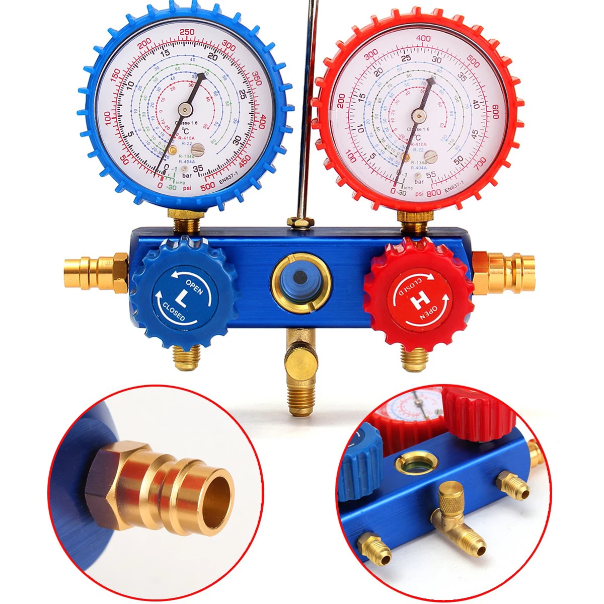 Автомобильный манометр, набор A/C R134A хладагента, зарядный шланг с 2 быстроразъемными муфтами Для R134A, кондиционер, холодильное оборудование