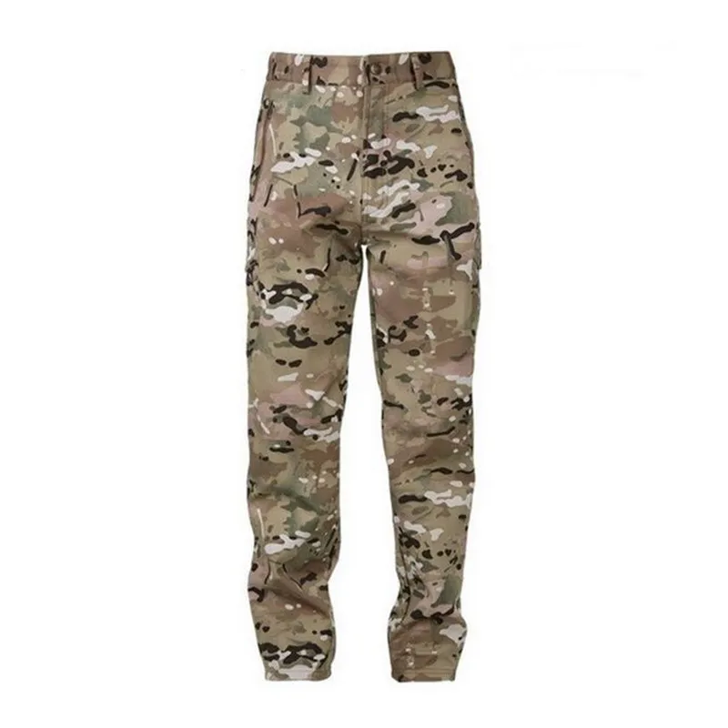 Men's Softshell Pants Tactical Camouflage Waterproof Thermal Hiking  Fleece Pant 