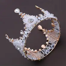 Retro Crystal Bride tiara crown Handmade beads headdress Queen King Tiaras and Crown Wedding accessories Hair Jewelry Women