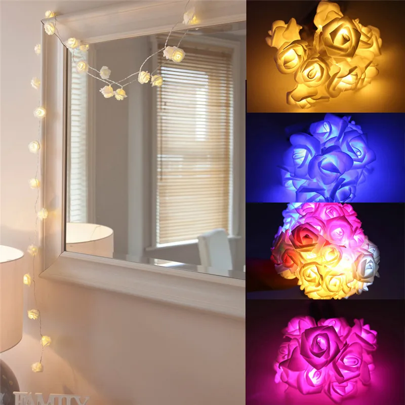 

Battery Powered 10 LED Rose Flower Wedding Valentie Day Garden Birthday Event Party Christmas Decoration Xmas String Fairy Light