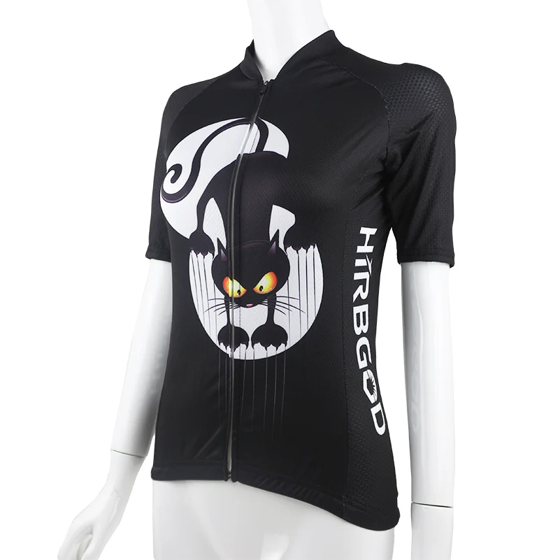 HIRBGOD стильная женская футболка для велоспорта с рисунком кота, короткий рукав, женская спортивная рубашка для горного велосипеда, джерси, одежда Apparel-NR133