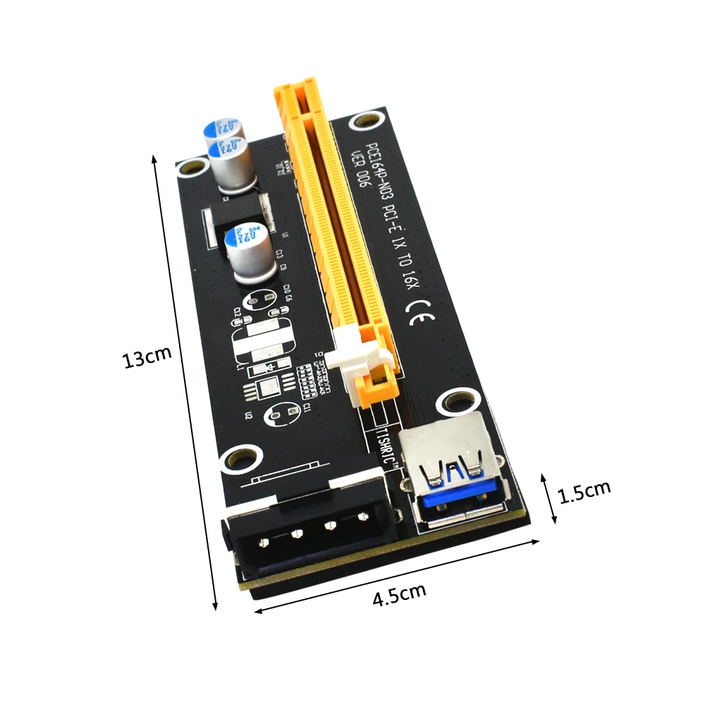 TISHRIC 10 шт. PCI Express E 1x to 16x PCIE видеокарта Riser 4 Pin Miner USB 3 0 SATA Molex адаптер кабель