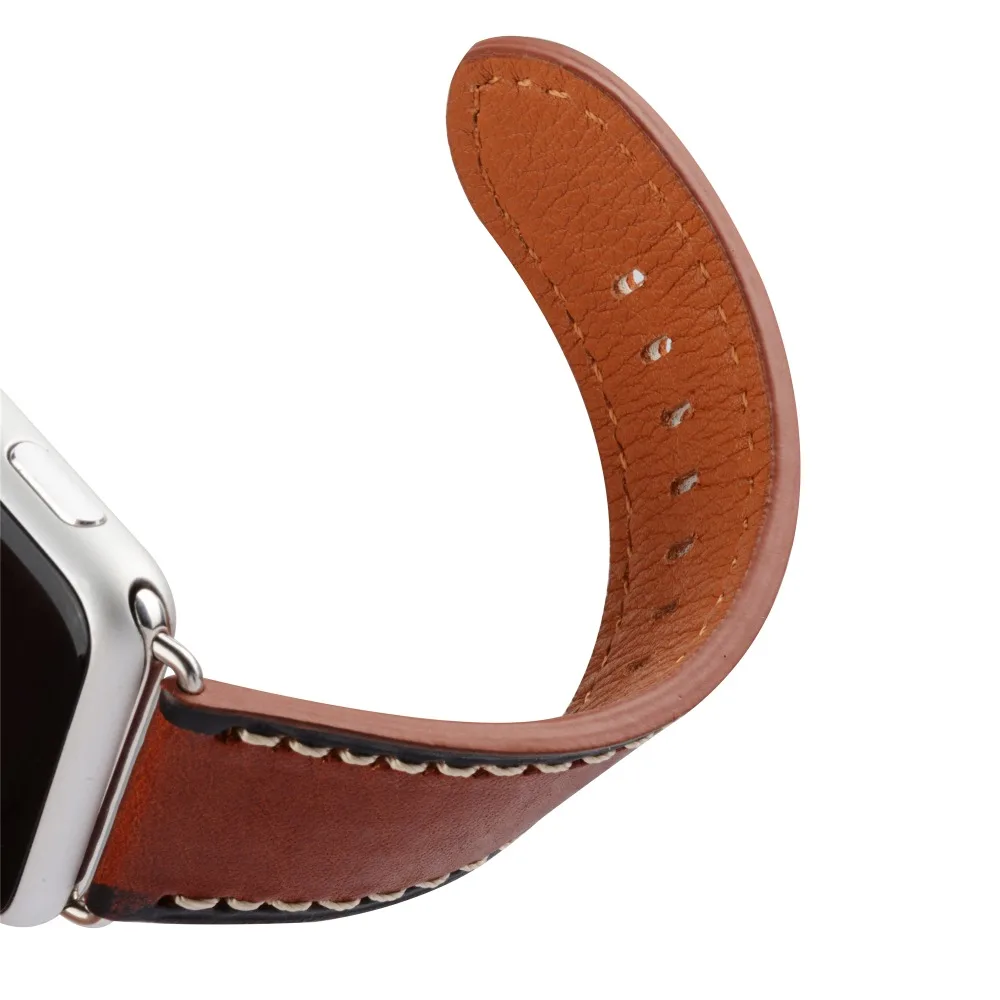 Италия натуральной телячьей Crazy Horse кожаный ремешок для 38 мм 42 мм iWatch Apple Watch Series 1 2 3 Винтаж ремешок на запястье коричневый