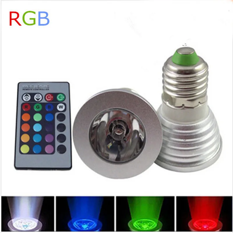 Оптовая продажа 3 Вт RGB Светодиодный прожектор GU10 E27/E14/MR16 16 цветов