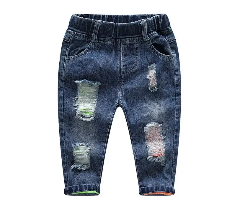От 0 до 4 лет новые весенние для маленьких мальчиков джинсовые штаны 1 шт. мыть отверстие джинсы для мальчиков модные брюки для младенцев Осенние повседневные штанишки для малышей