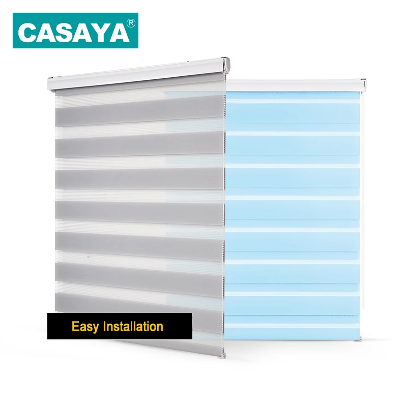 Sistema de Valance de la cáscara transparente Zebra persianas doble capa de luz sombra ventana persianas enrollables para sala de estar Estudio de dormitorio Sistema de Valance de la cáscara transparente Zebra persianas doble capa de luz sombra ventana persianas enrollables para sala de estar Estudio de dormitorio