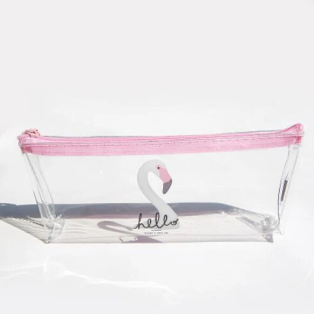 1 шт. Kawaii прозрачный Фламинго пенал; Забавный школьная карандашная сумка для канцелярских принадлежностей мешок офисные школьные принадлежности, блокноты - Цвет: 2