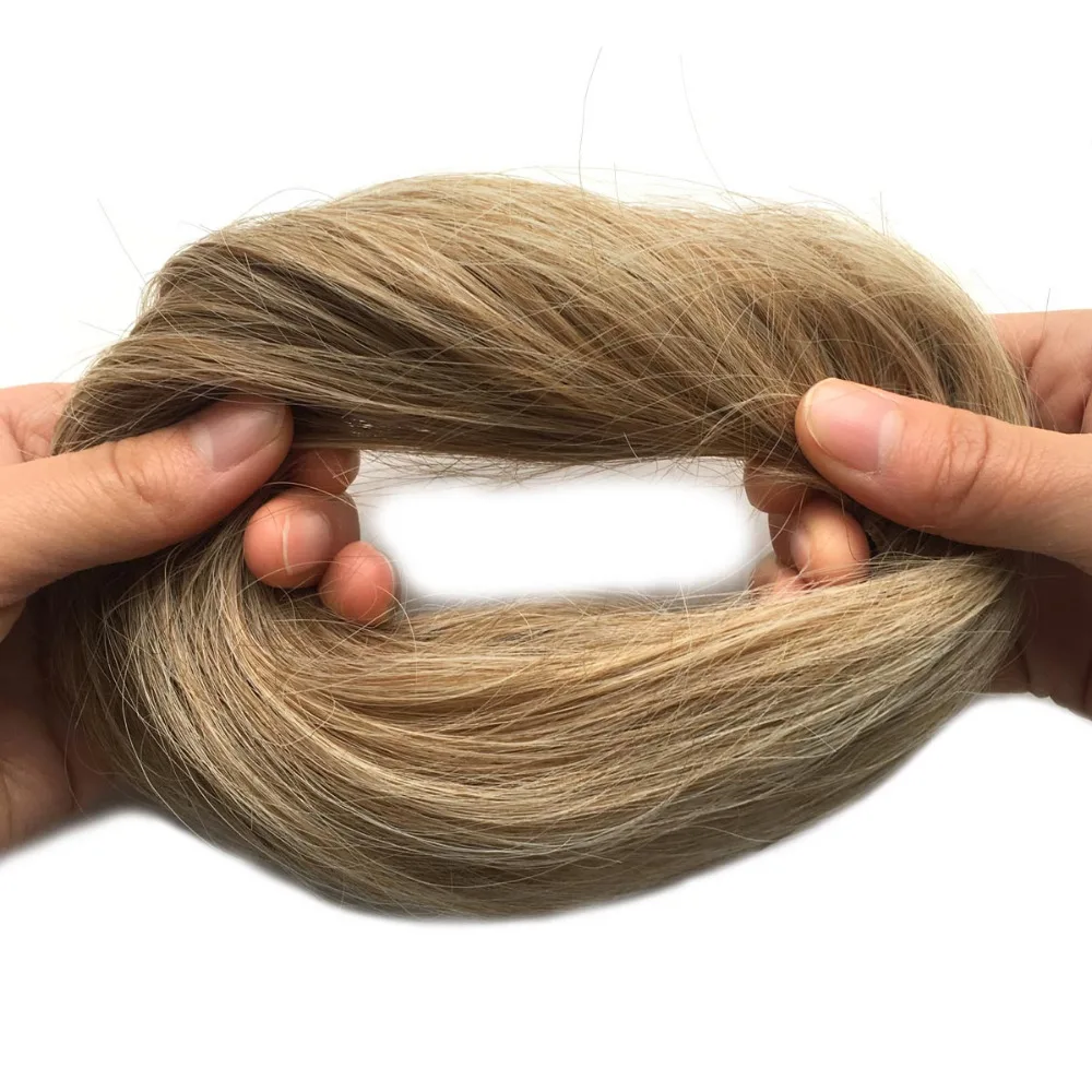 Delice Girls Rubber Band Straight Scrunchie Brown Blonde Donut Chignon Wrap Hair Ring High Temperature Synthetic Hair Pieces