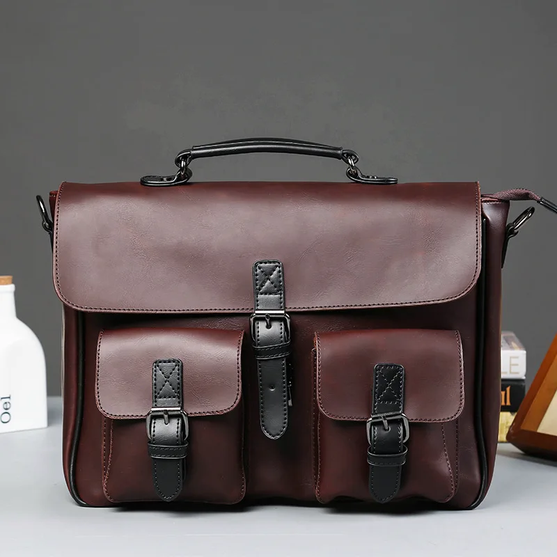 

Etonweag Men's Genuine Leather Male Briefcase Laptop Bag Leather Bags for Men A4 Documents Bussiness Tote Shoulder Handbag
