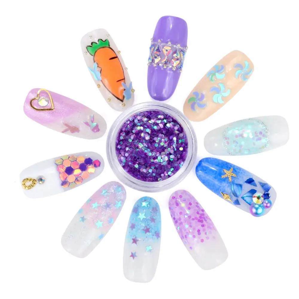 

12 Boxes/set Ultrathin Sequins Nail Art Glitter Mini Colorful Round 3D Nail Decorations Mixed