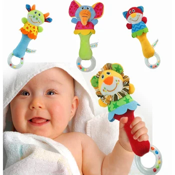 

Cute Baby Toys Cartoon Animal Soft Hand Bell Rattles Toy For Baby 0-12 Months Rattle Plush Toys Hand Bells