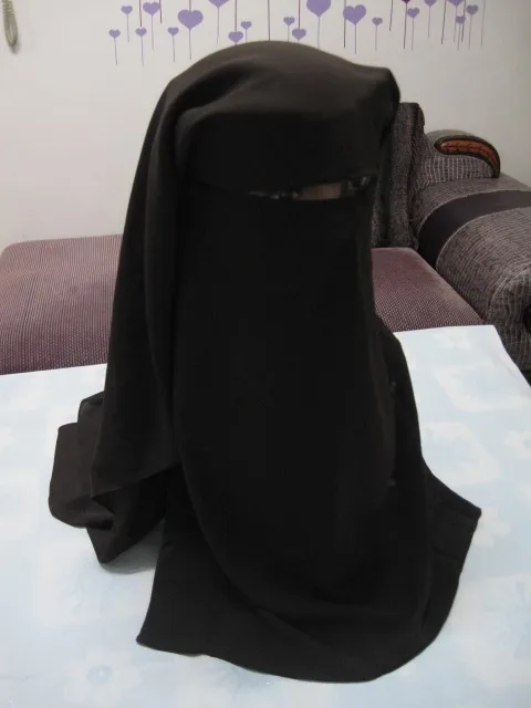 H1023 последние 3 слоя мусульманская никаб, исламский хиджаб, быструю доставку, так что вы можете заказать только в том случае, черный