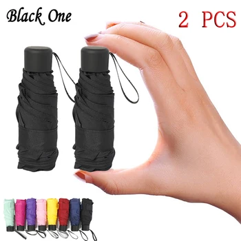 

2 PCS 180g Small Fashion Folding Umbrella Rain Women Men Mini Pocket Parasol Girls Anti-UV Waterproof Portable Travel UMBRELLAS