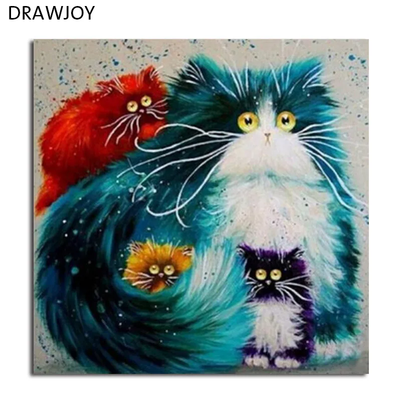 

DRAWJOY Cat Framed Pictures DIY Oil Painting By Numbers Painting&Calligraphy Home Decoration Wall Art GX3805 40*50cm