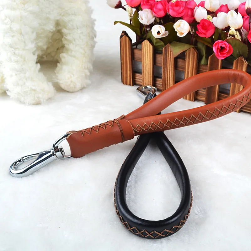 

1 pc Leather Dog Collars And Leashes High Quality Short Pet Leash Belt Traction Rope For Dogs Breed Accessories VDX80 T20
