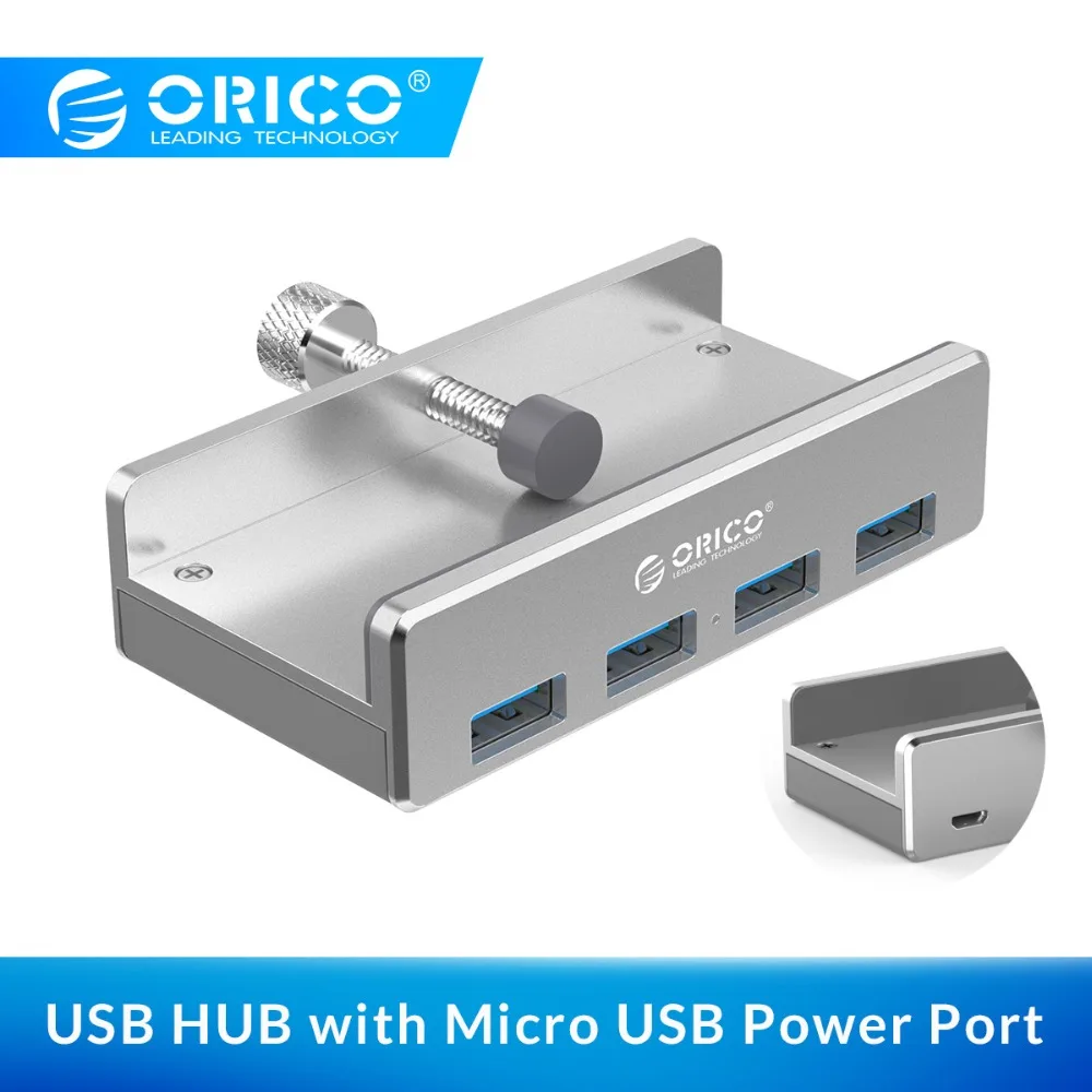 ORICO usb-хаб внешний 4 порта USB разветвитель с микро USB порт питания для ноутбука алюминиевый сплав USB3.0 концентратор с кабелем