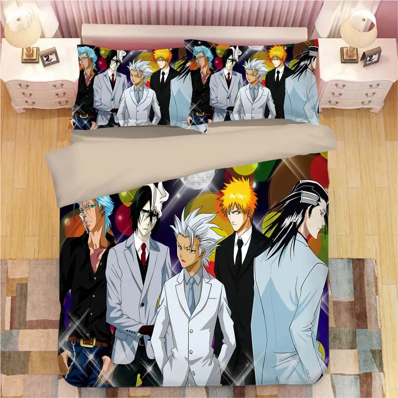 BLEACH Kurosaki Ichigo Комплект постельного белья, пододеяльник, наволочки, мультяшное аниме одеяло, Комплект постельного белья s, постельное белье, Комплект постельного белья - Цвет: 2