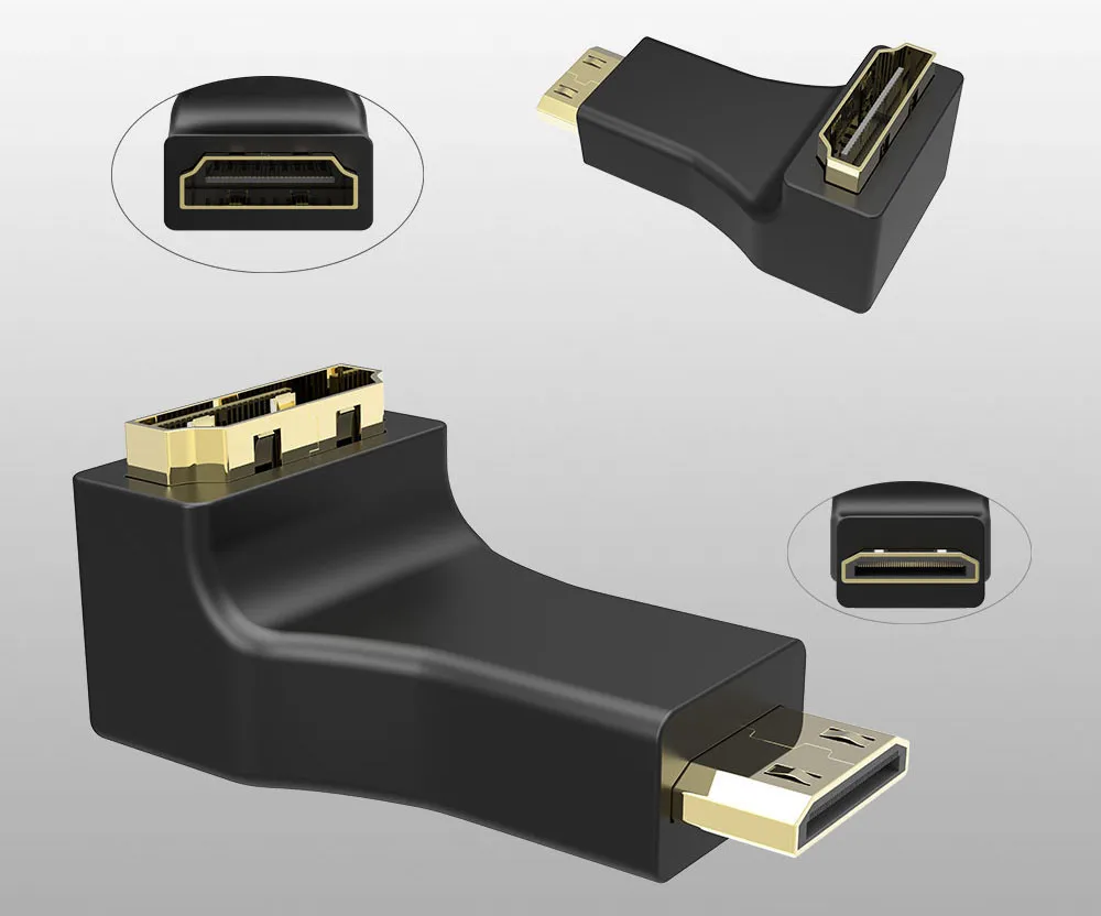 Robotsky HDMI Мужской к HDMI Женский кабель адаптер конвертер под прямым углом 180 градусов вращающийся удлинитель для 3D 1080P HDTV xbox PS3 DVD