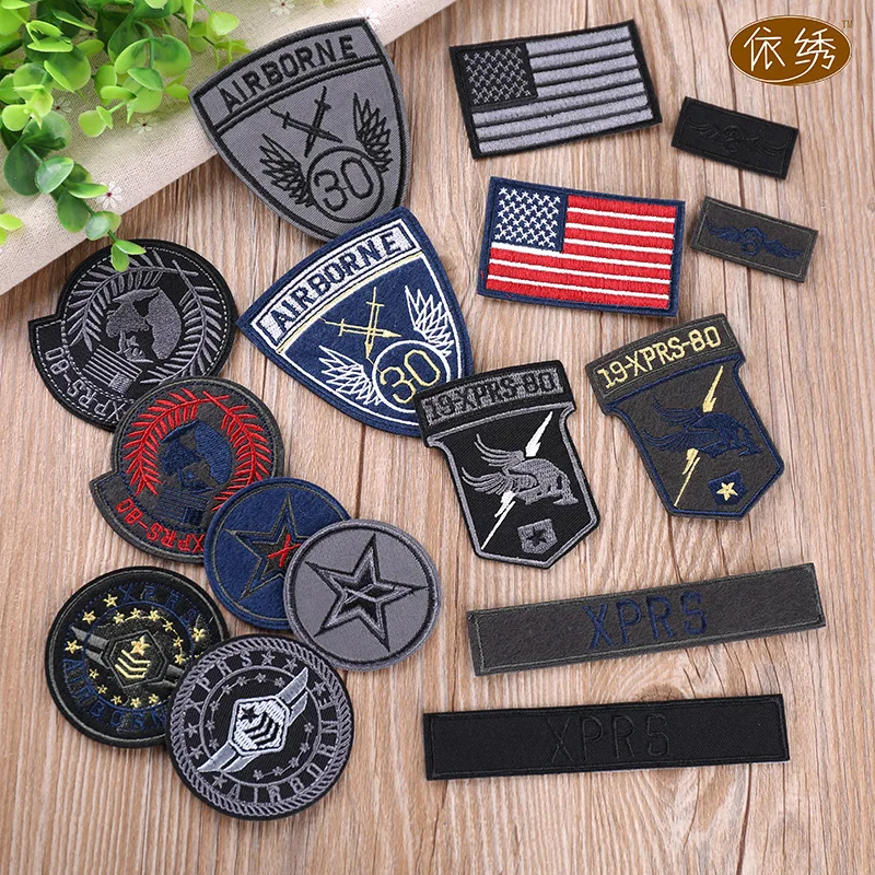 Flag Badges Embroidered Iron on Patch Army Appliques Cool Transfers Rock Biker Decorations for Jacket Hat Bag |