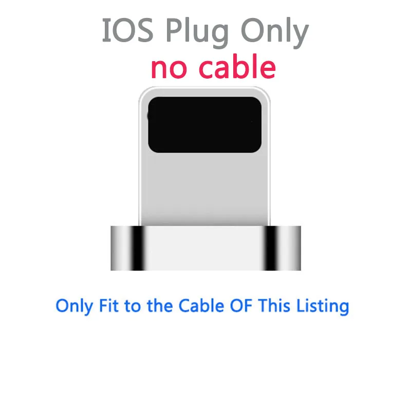1 м/2 м/3 м 3IN1/Тип C/Micro USB/IOS разъёмы Магнитный кабель для iPhone 8 7 6 5 микро Тип usb C быстрой зарядки кабель для samsung htc LG - Цвет: Only 1 Plug For IOS